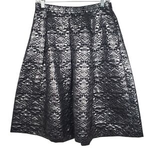 Talbots NWT Elegant Metallic and Black Pleated Midi Skirt. 6P. #0145